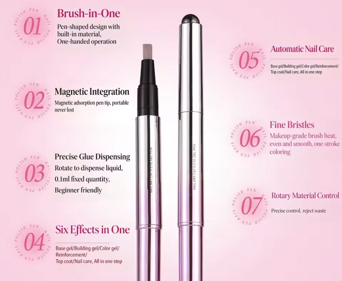 Bolígrafo de Gel para Uñas 3 en 1 con Base, Color y Top Coat (30% en segundas unidades)